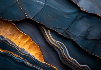Obraz premium Elegant Abstract Blue and Gold Agate Stone Design for Backgrounds