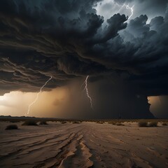 lightning over the desert