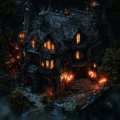 Enchanting Gothic Castle at Night.