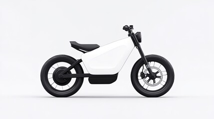 Fototapeta premium Sleek electric motorcycle design showcased in a minimalist studio setting with neutral background