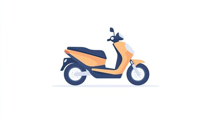 Fototapeta premium Illustration of a modern scooter in profile view, set against a minimalistic background