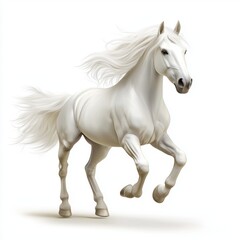 Obraz premium Gentle white horse with flowing mane, isolated on white background