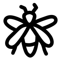 Fly icon with detailed design, bold style, black color, symbol for insects