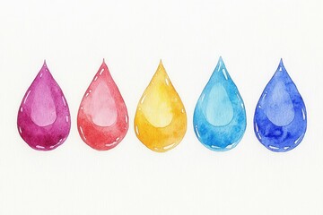 Colorful Watercolor Drops Collection Abstract Blue Yellow Gradient Art