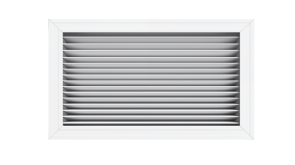 A Detailed Image of a White Air Vent Cover with Horizontal Louvers for Home or Office Use