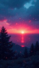 Fototapeta premium Blurred twilight sky, ink blotches, dreamlike feel, space, abstract, stars