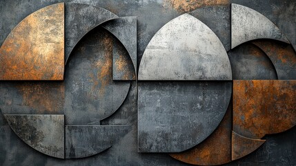 Striking Abstract Geometric Composition with a Metallic Textured Background
