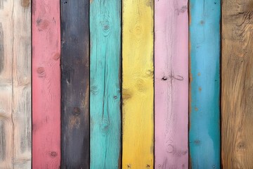 Colorful Pastel Wood Planks Background Texture Vintage Wall