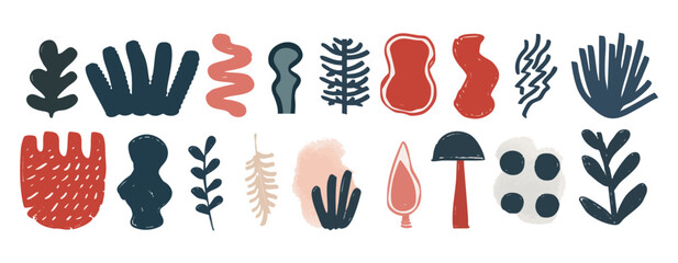 Set of abstract organic shape. hand drawn doodle art. vector blob