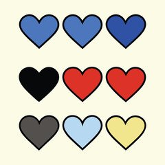 Colorful Heart Icons Set on Cream Background