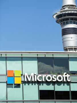 Microsoft Office Building with Sky Tower at background