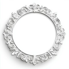 Barocco Ornament/Ornate 3D Frame, Copy space in the middle, white background.  3D architectural stucco medallion/decorations in the Baroque style. 