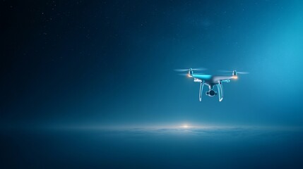 Drone Delivery Concept in Night Sky
