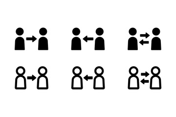 二人の人物と矢印のアイコンイラストセット