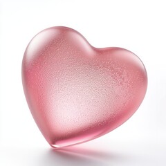 Obraz premium Heart-shaped glass ornament with a soft matte surface in pink, on isolated white background