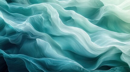 Fototapeta premium Abstract Wavelike Patterns in Shades of Blue and Green for Calm Digital Art and Minimalist Design Concepts