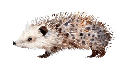 Obraz premium Watercolor Illustration of a Cute Hedgehog in Side Profile View