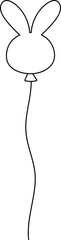 Bunny shaped holiday balloon outline.
Easter rabbit party balloon coloring pages isolated.
Transparent background.