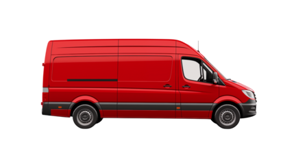 Modern Red Delivery Van Profile View Ideal for Transportation Services and Logistics Industry Use