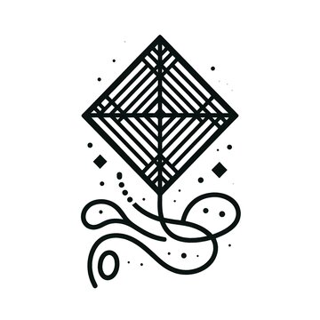 recommend clip art: black and white toy kite vector line art