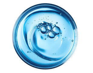 circular gel texture. Blue serum toner drop isolated on transparent background