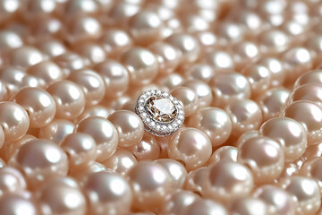 Pearl necklace with diamond pendant
