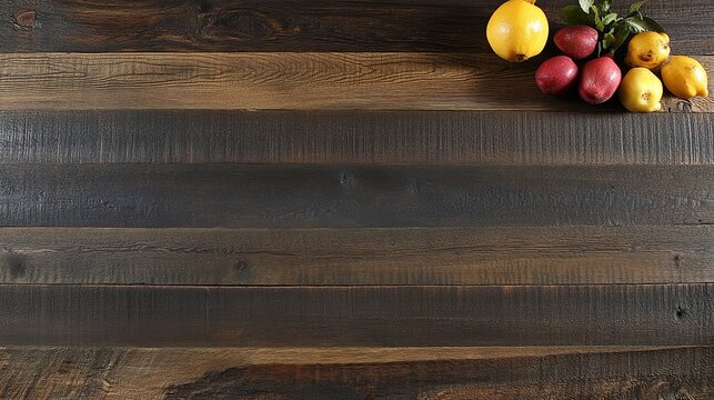 Rustic wood table, pears, quince, overhead, food blog