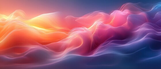Fototapeta premium Abstract Wave Composition in Pastel Colors with Glowing Light