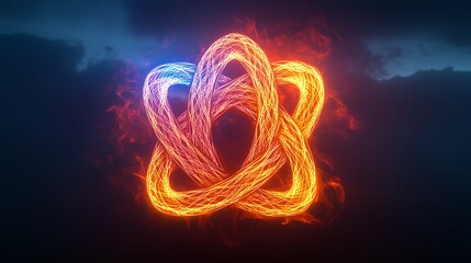 Abstract fiery energy symbol against a dark sky.