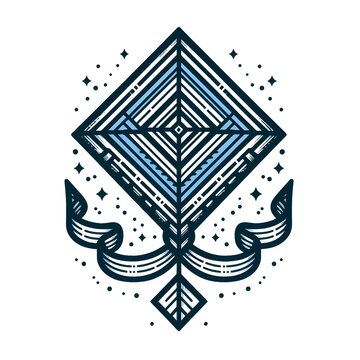 recommend clip art: kite with a diamond shape vector line art
