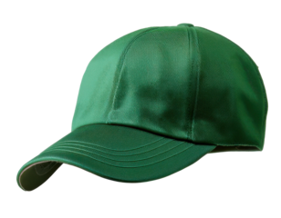 green baseball cap mockup floating in the air isolated on white background