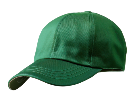 green baseball cap mockup floating in the air isolated on white background