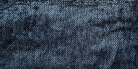 Textured dark blue denim fabric background showcasing intricate weave and subtle variations in tone emphasizing the textile's quality and depth