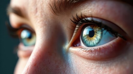 Close-Up of a Woman&rsquo;s Eyes with Intricate Detail and Vibrant Colors, Highlighting Eye Health and Advertising a Trusted Medical Center Specializing in Eye Care  