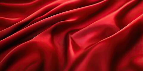 Obraz premium Smooth, flowing red silk fabric with deep folds and shadows creating rich textures on a dark background conveying elegance and luxury.