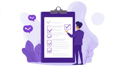 Person Completing Checklist on Clipboard for Task Management