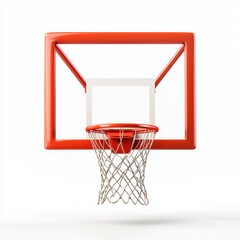 basketball hoop with a red net, isolated on white