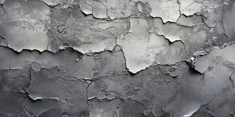 Textured cracked gray wall surface with varying shades of gray and peeling areas creating an abstract backdrop suitable for various design projects.