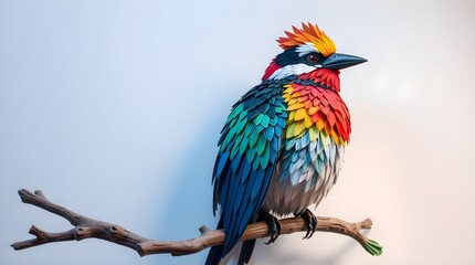 Obraz premium Close up colorful bird on the branch.