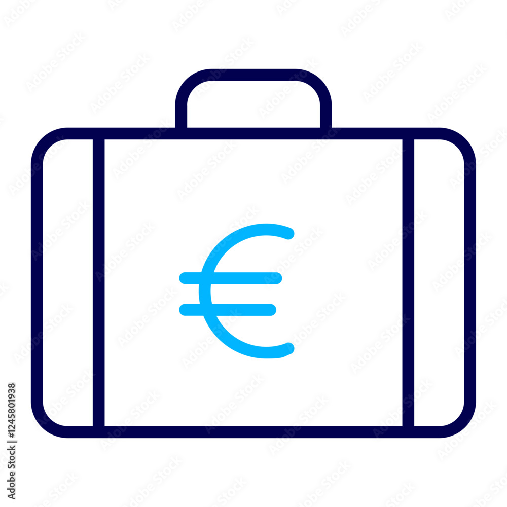 Wall mural Euro Briefcase Outline Color icon