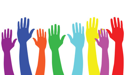 A colorful vector background filled with diverse hands beautifully illustrates the powerful message of 