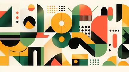 Futuristic Graphic Design Illustration Featuring Abstract Shapes and Bold Colors