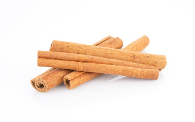 Cinnamon sticks isolated on white background