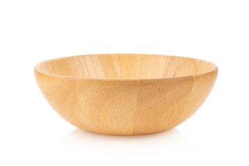 Wooden bowl isolated on white background