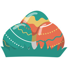 Easter Eggs on Grass Illustration