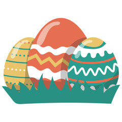 Easter Eggs on Grass Illustration