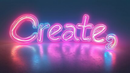 Neon Sign Create - Pink and Blue Glowing Letters.
