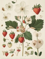 Vintage strawberry botanical poster