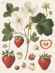 Vintage strawberry botanical poster