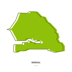 Senegal Outline Map with Green Colour. Modern Simple Line Cartoon Design - EPS 10 Vector
